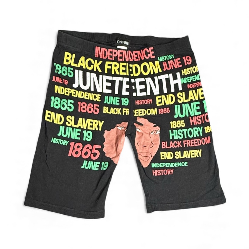 On Fire Men's Juneteenth Graphic Shorts - Black, Red, Green, Yellow